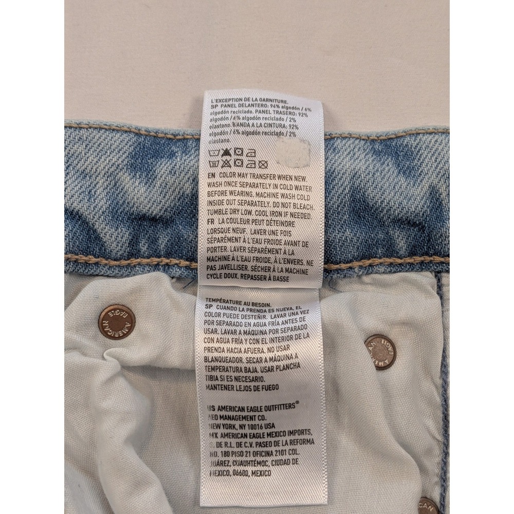 American Eagle Curvy Super High Rise Baggy Straight Jeans Light Wash 10 X-Long - Picture 13 of 14